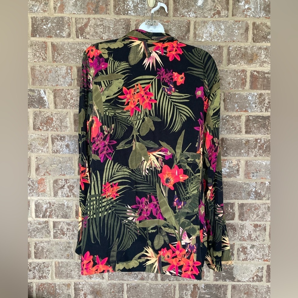 Worthington Casual Tie-Closure Tropical Print "Isla Floral" Blazer, Size L, NWT - Picture 7 of 9